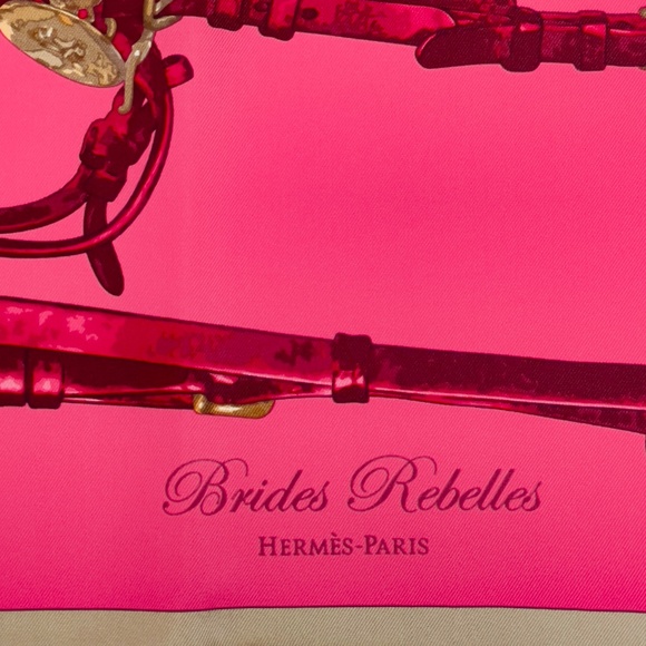NWT Hermes Scarf Carré 90 “Brides Rebelles” in Rose/Prune/Beige - Picture 2 of 8